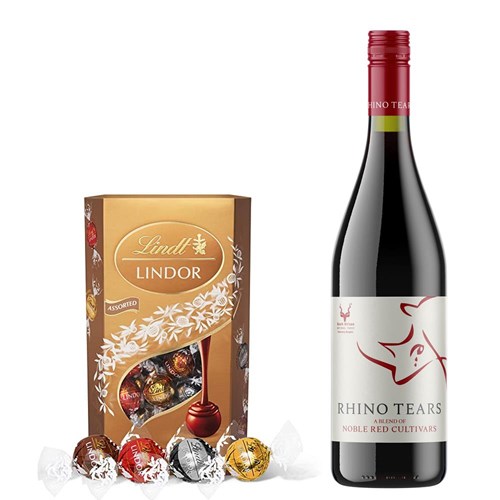 Rhino Tears Noble Red Cultivars 75cl Red Wine With Lindt Lindor Assorted Truffles 200g